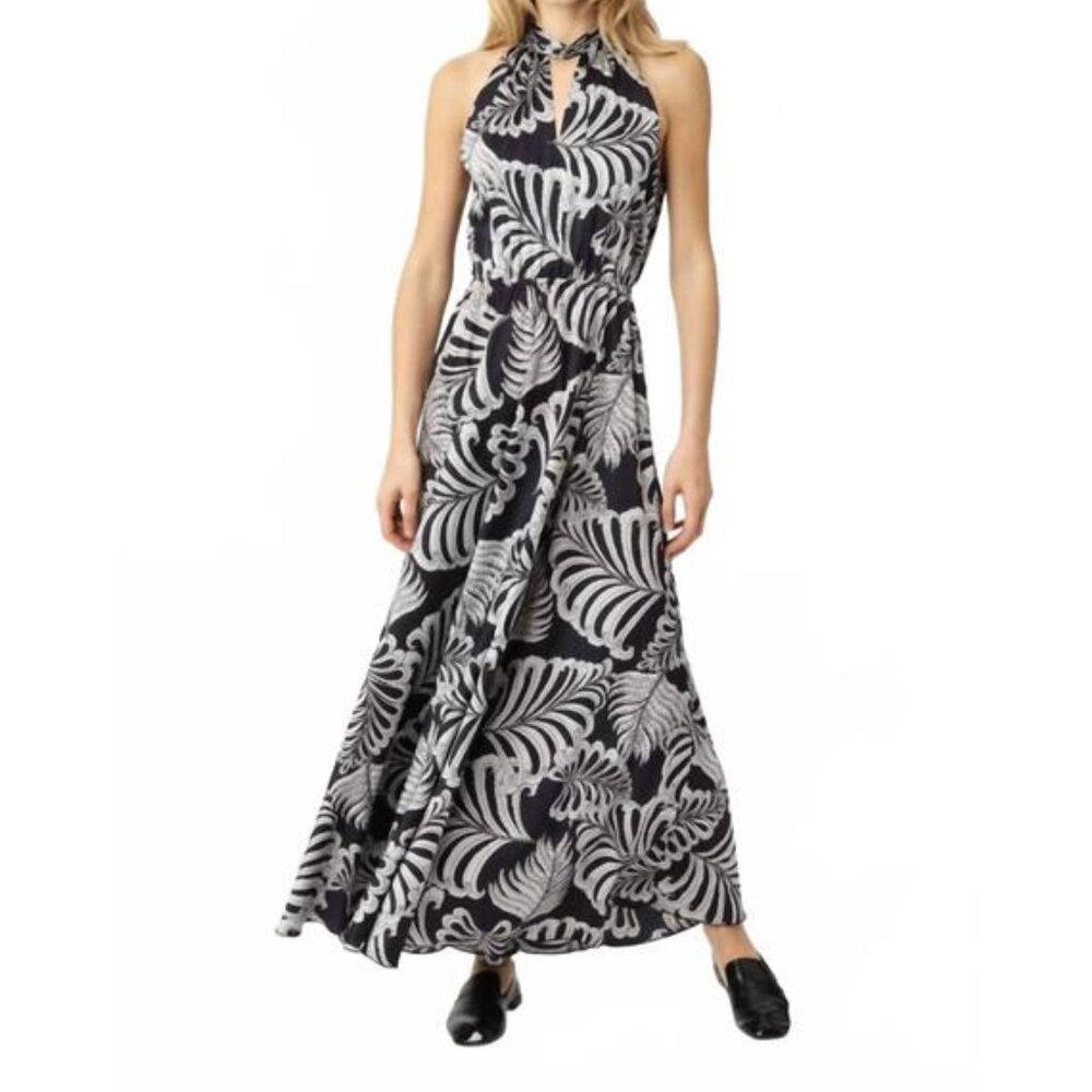 KARMAMIA Ava Maxi Dress Navy Palm Print Maxi Dress NWT